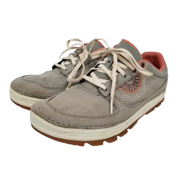 Astral Women's Tinker Hemp Gray Floral Embroidered Canvas Lace Up Sneakers 7.5 - Picture 1 of 10